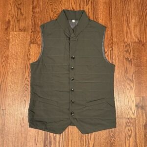 Suitsupply Technical Fabric Down Padded Puffer Vest Green Men's M Water Proof